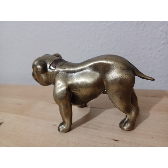 BRASS BULLDOG STATUE YALE UNIVERSITY  Vintage Dog Paperweight  Decorative Art - Picture 5 of 11